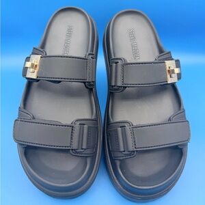 Steve Madden Big Schmona-J Black Slide Sandals